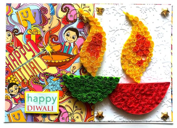 Sparkling Handmade Quilled Diwali Greeting Card D21 image Sparkling Handmade Quilled Diwali Greeting Card D21 image