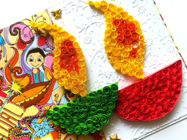 Sparkling Handmade Quilled Diwali Greeting Card D21 image Sparkling Handmade Quilled Diwali Greeting Card D21 image