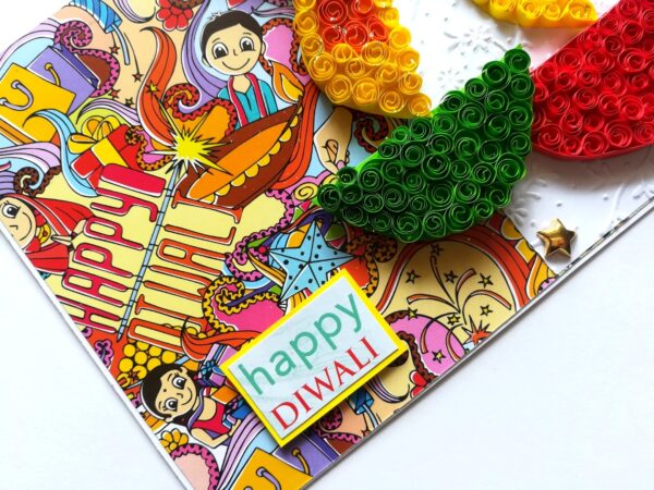Sparkling Handmade Quilled Diwali Greeting Card D21 image Sparkling Handmade Quilled Diwali Greeting Card D21 image