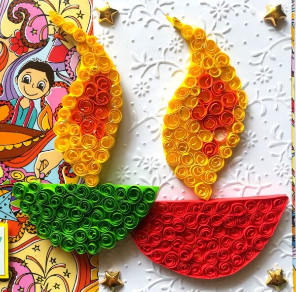 Sparkling Handmade Quilled Diwali Greeting Card D21 image Sparkling Handmade Quilled Diwali Greeting Card D21 image