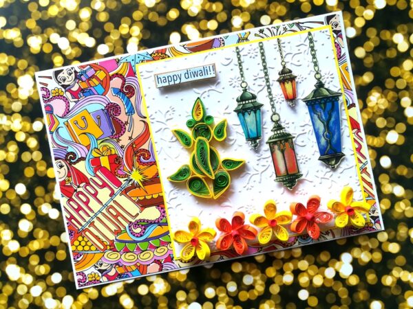 Sparkling Handmade Quilled Diwali Greeting Card D22 image Sparkling Handmade Quilled Diwali Greeting Card D22 image