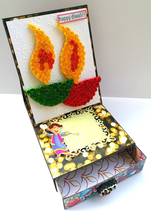 Card With Drawer Diwali Gift Greeting Card D28 image Card With Drawer Diwali Gift Greeting Card D28 image
