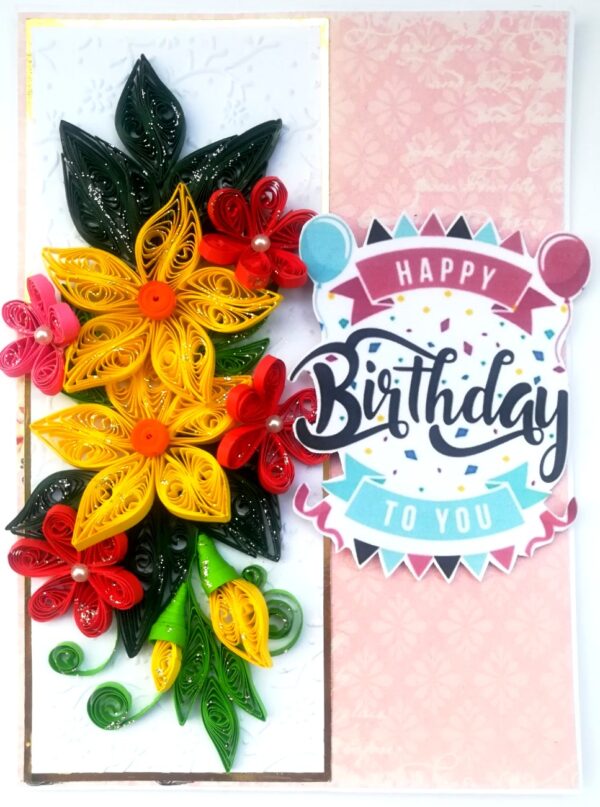 Yellow & Red Quilled Birthday Card image Yellow & Red Quilled Birthday Card image