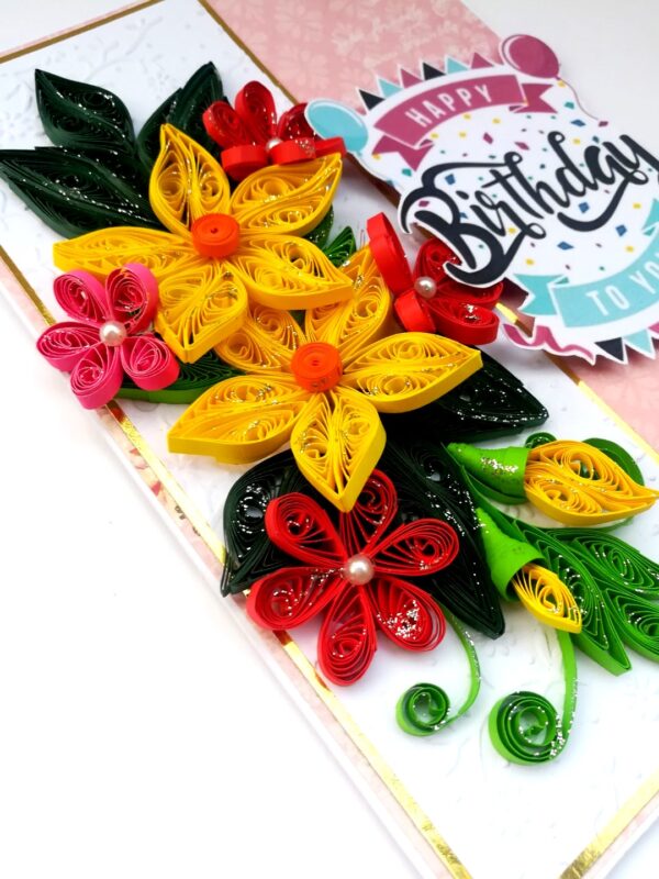 Yellow & Red Quilled Birthday Card image Yellow & Red Quilled Birthday Card image