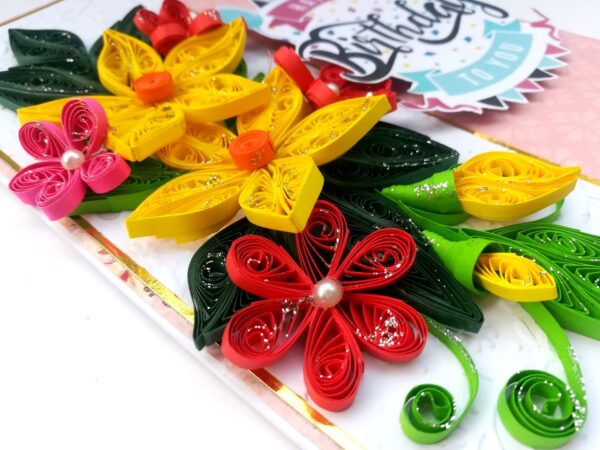 Yellow & Red Quilled Birthday Card image Yellow & Red Quilled Birthday Card image