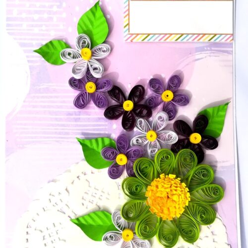 Sparkling Multicolored Quilled Flowers Card image