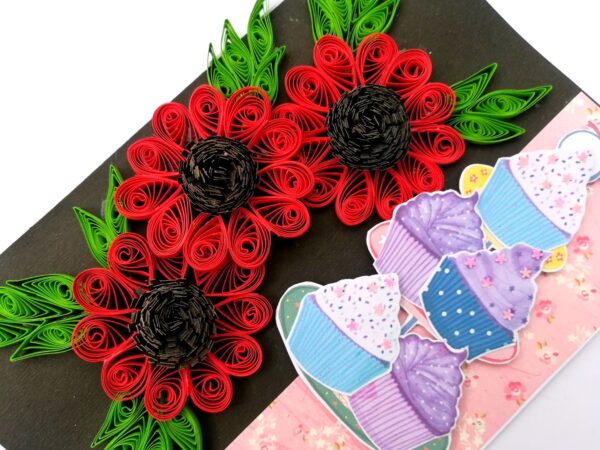 Sparkling Red Quilled Flowers Birthday Card image Sparkling Red Quilled Flowers Birthday Card image