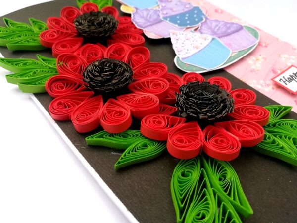 Sparkling Red Quilled Flowers Birthday Card image Sparkling Red Quilled Flowers Birthday Card image