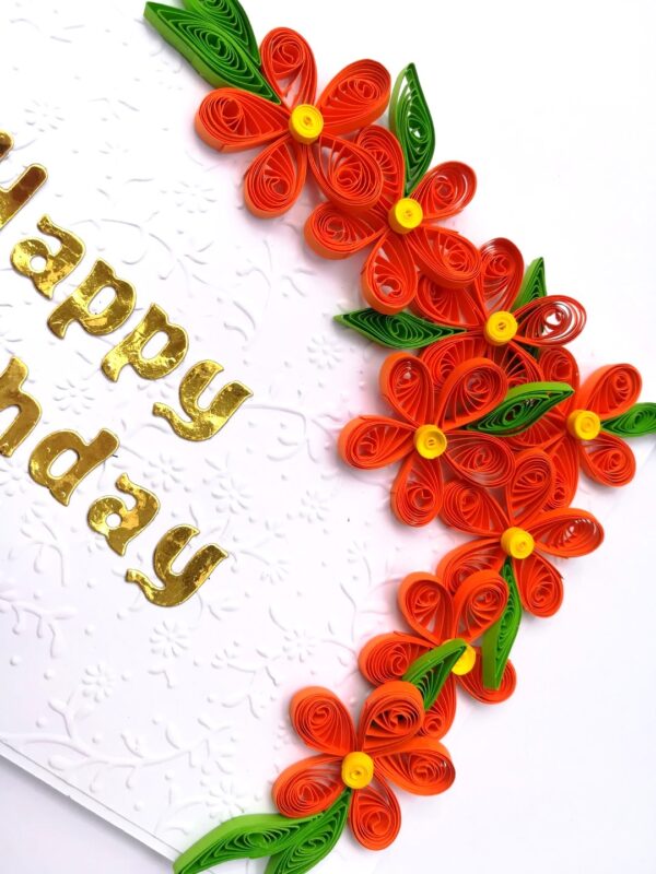 Quilled Orange Flowers Corner Birthday Card image Quilled Orange Flowers Corner Birthday Card image
