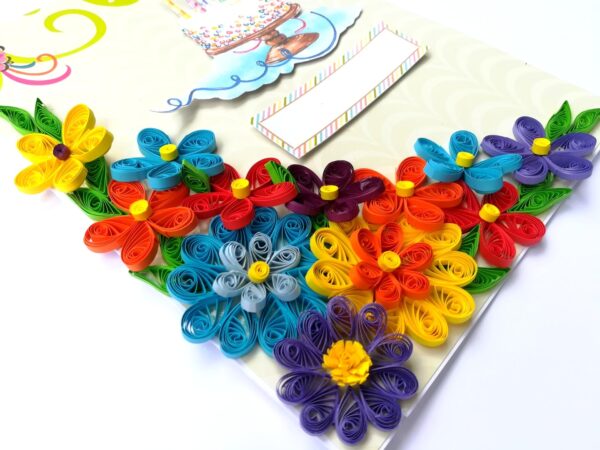 Multicolored Quilled Flowers Birthday Card image Multicolored Quilled Flowers Birthday Card image