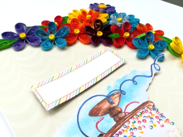 Multicolored Quilled Flowers Birthday Card image Multicolored Quilled Flowers Birthday Card image