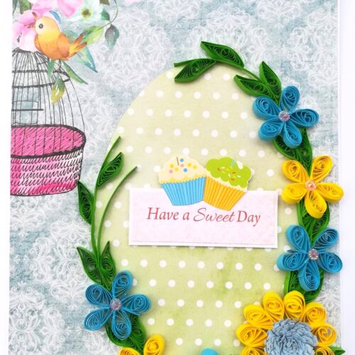 Quilled Yellow & Blue Flowers All Occasion Card image