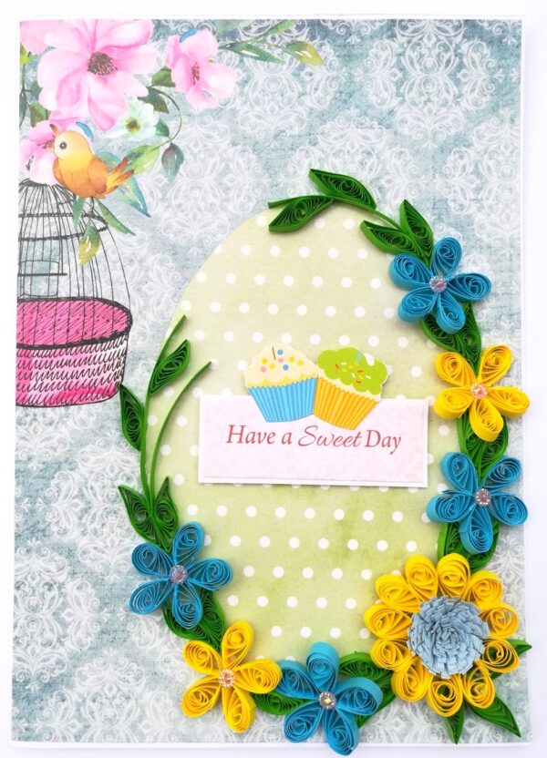 Quilled Yellow & Blue Flowers All Occasion Card image