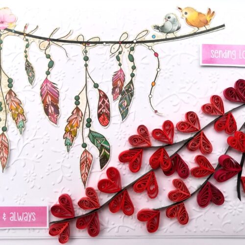 Love and Anniversary Quilled Heart Card image