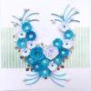Blue Themed Quilled Flowers in Heart Greeting Card image Blue Themed Quilled Flowers in Heart Greeting Card image
