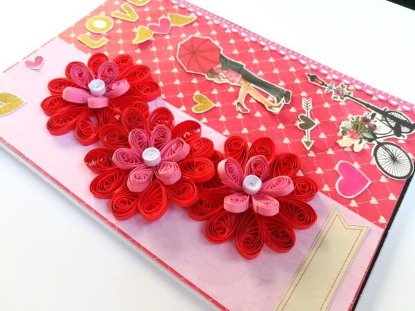 Love Themed Red Quilled Flowers Greeting card image Love Themed Red Quilled Flowers Greeting card image