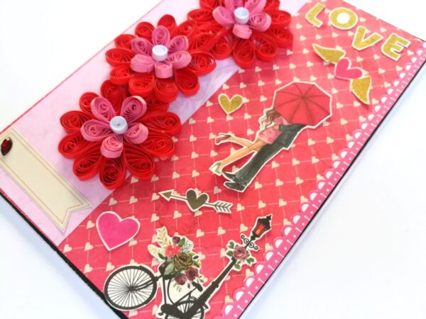Love Themed Red Quilled Flowers Greeting card image Love Themed Red Quilled Flowers Greeting card image