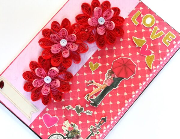 Love Themed Red Quilled Flowers Greeting card image Love Themed Red Quilled Flowers Greeting card image