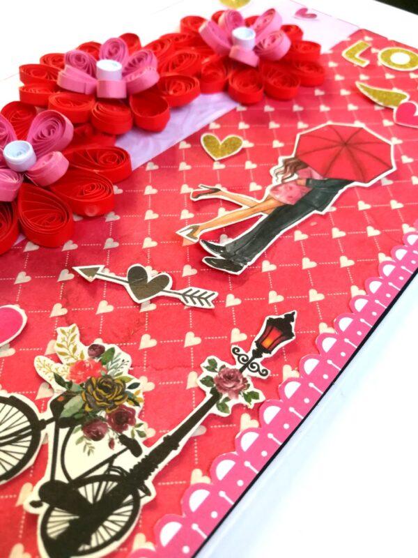 Love Themed Red Quilled Flowers Greeting card image Love Themed Red Quilled Flowers Greeting card image