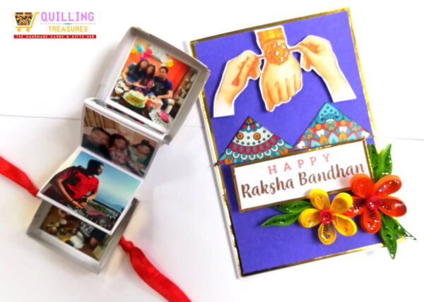 Pop Up Photo Handmade Quilled Rakhi Combo image Pop Up Photo Handmade Quilled Rakhi Combo image