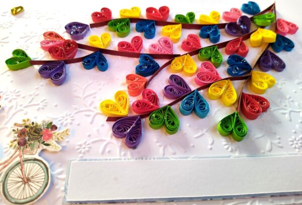Quilled Colorful Hearts Tree Greeting Card image Quilled Colorful Hearts Tree Greeting Card image
