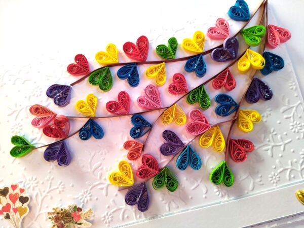 Quilled Colorful Hearts Tree Greeting Card image Quilled Colorful Hearts Tree Greeting Card image