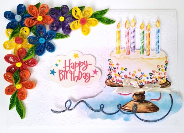 Multicolored Quilled Corner Birthday Card image Multicolored Quilled Corner Birthday Card image