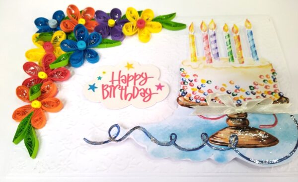 Multicolored Quilled Corner Birthday Card image Multicolored Quilled Corner Birthday Card image