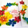 Multicolor Quilled Flowers Mini Scrapbook Birthday card image Multicolor Quilled Flowers Mini Scrapbook Birthday card image