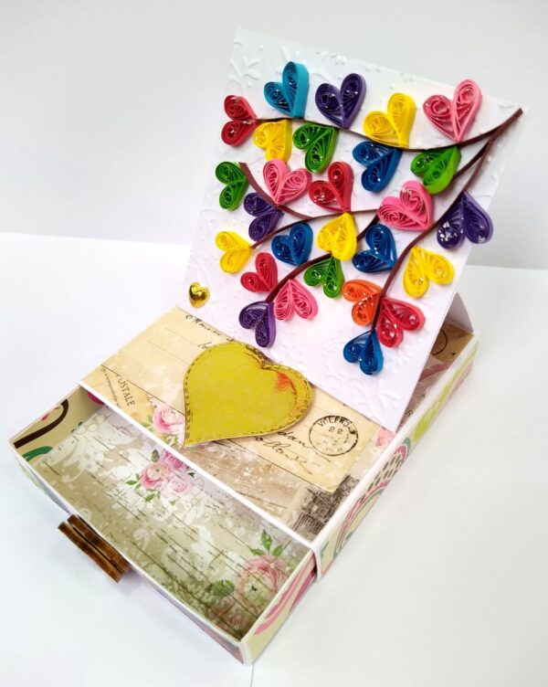 Mini Quilled Hearts Drawer Card - DH1 image Mini Quilled Hearts Drawer Card - DH1 image