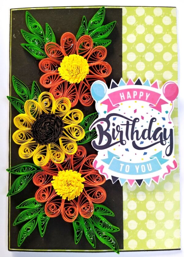 Yellow Orange Quilled Flowers Birthday Card image Yellow Orange Quilled Flowers Birthday Card image
