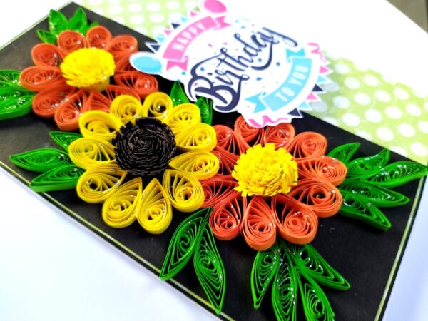 Yellow Orange Quilled Flowers Birthday Card image Yellow Orange Quilled Flowers Birthday Card image