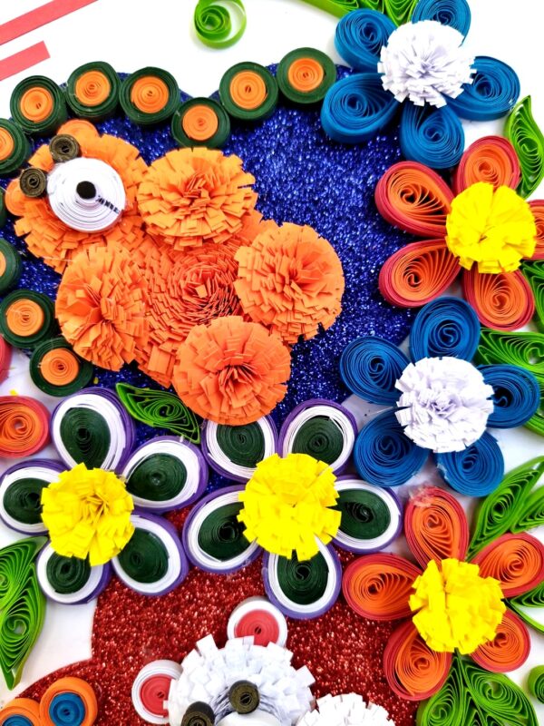 Sparkling Quilled Teddies Flowers Greeting card image Sparkling Quilled Teddies Flowers Greeting card image