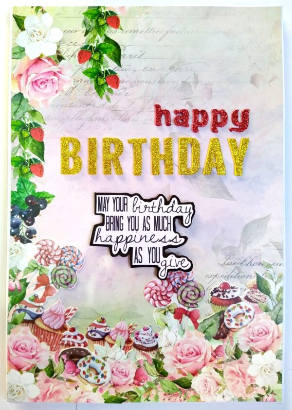 A4 size Happy Birthday Mini Scrapbook Card image A4 size Happy Birthday Mini Scrapbook Card image