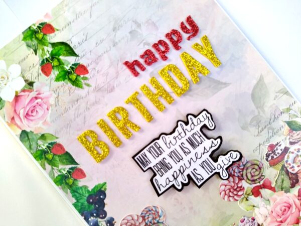 A4 size Happy Birthday Mini Scrapbook Card image A4 size Happy Birthday Mini Scrapbook Card image