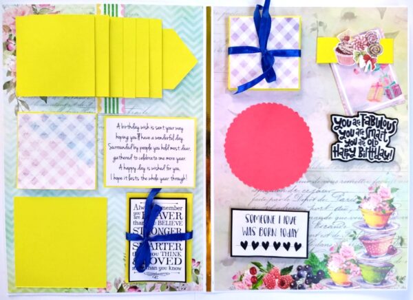 A4 size Happy Birthday Mini Scrapbook Card image A4 size Happy Birthday Mini Scrapbook Card image