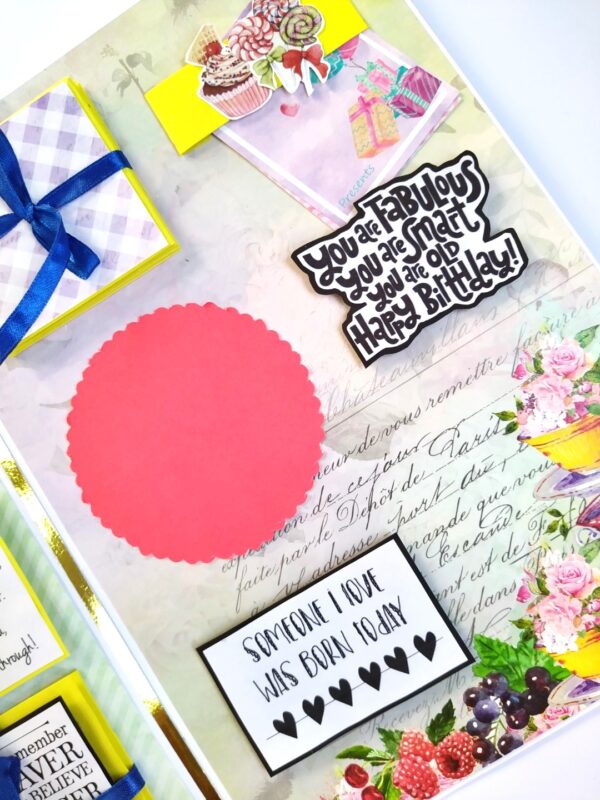 A4 size Happy Birthday Mini Scrapbook Card image A4 size Happy Birthday Mini Scrapbook Card image