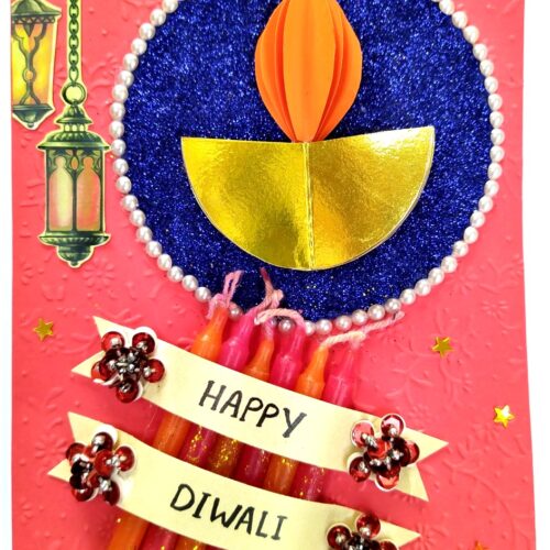 Sparkling Handmade Quilled Diwali Greeting Card D23 image