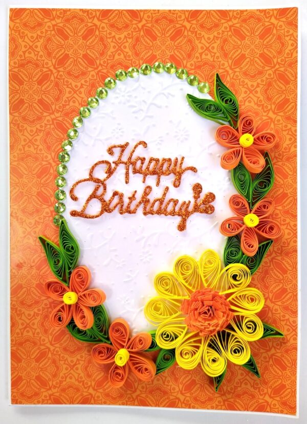 Quilled Orange & Yellow Flowers Greeting Card image Quilled Orange & Yellow Flowers Greeting Card image
