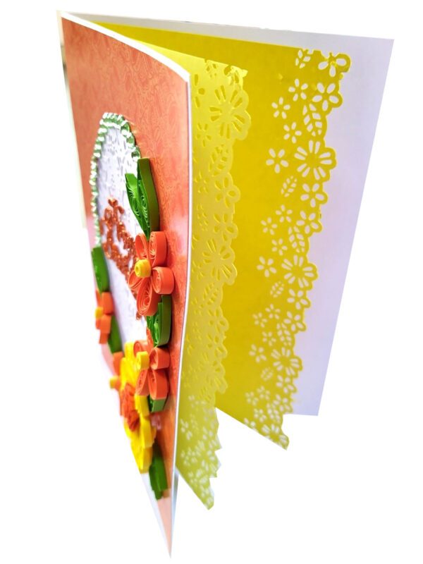 Quilled Orange & Yellow Flowers Greeting Card image Quilled Orange & Yellow Flowers Greeting Card image