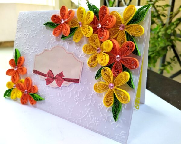 Yellow Orange Quilled Flowers Greeting Card- D2 image Yellow Orange Quilled Flowers Greeting Card- D2 image