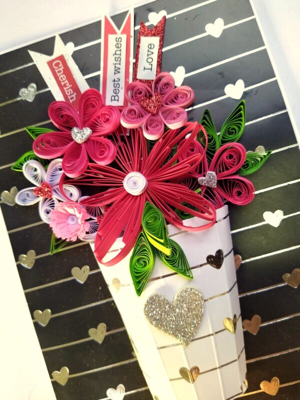 Sparkling Quilled Assorted Flowers Card - Reds image Sparkling Quilled Assorted Flowers Card - Reds image
