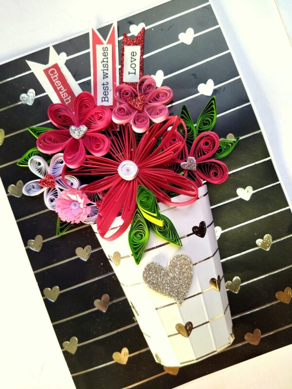 Sparkling Quilled Assorted Flowers Card - Reds image Sparkling Quilled Assorted Flowers Card - Reds image