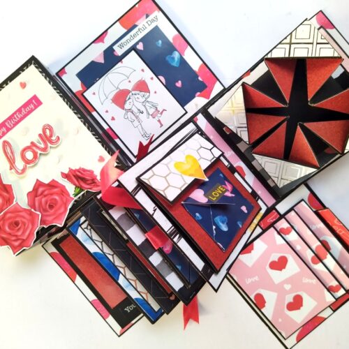 Mini Scrapbook In Explosion Box - Love Theme