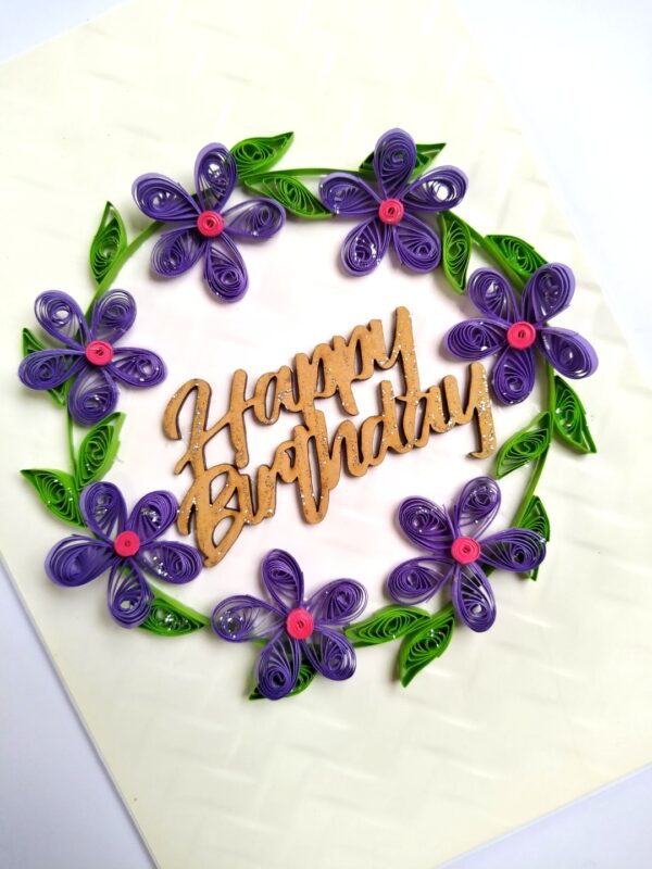 IMG_20210711_181532_1 Purple Quilled Garland Flowers Birthday Card