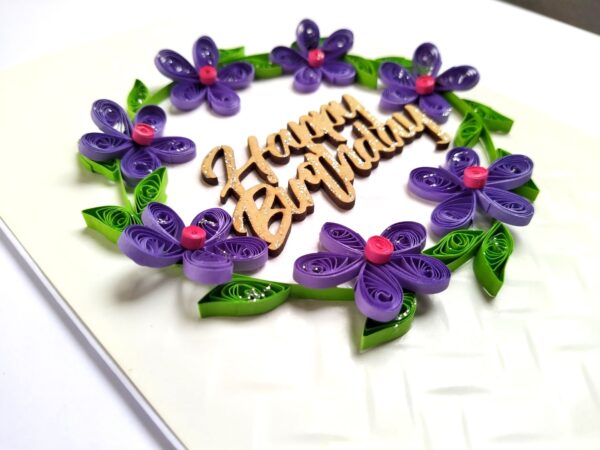 IMG_20210711_181541 Purple Quilled Garland Flowers Birthday Card
