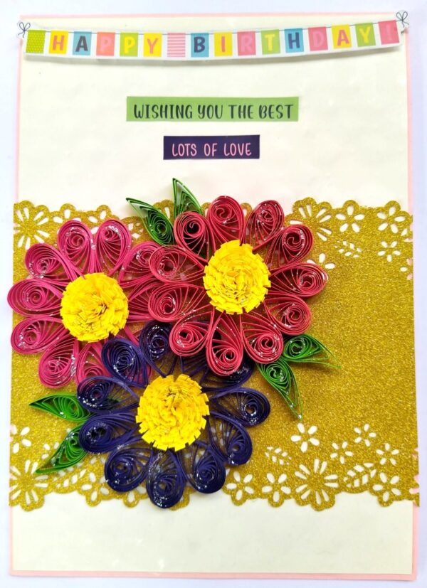 IMG_20211128_122811_1 Sparkling Birthday Pink Quilled Flowers Greeting card