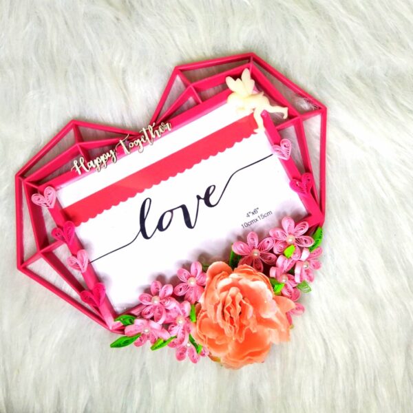IMG_20230318_151130 Quilled Heart Shaped Photo frame - Pink