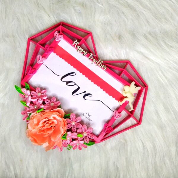 IMG_20230318_151139 Quilled Heart Shaped Photo frame - Pink