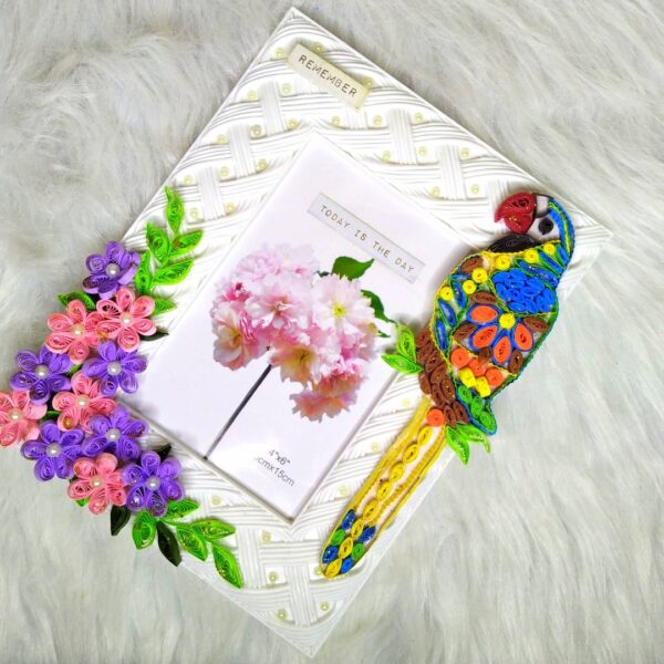 IMG_20230318_151303 Quilled Flowers and quilled bird Photo frame